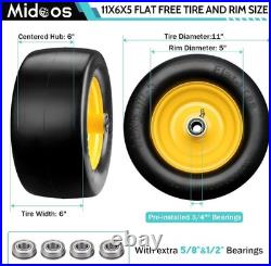 11X6.00-5 Flat Free Tire, 2 Pcs 11X6.00-5 Tires for Zero Turn Mower, 11X6-5 Lawn