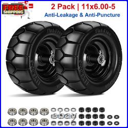 11x6.00-5 Flat Free Tire 2 Pack 11x6.00-5 Tires For Zero Turn Mower With 3/4