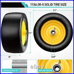 11x6 Flat-Free 2pk, 3/4-5/8, 1/2 Bear. 6-8 Hub, Zero-Turn Lawn Mower Tires