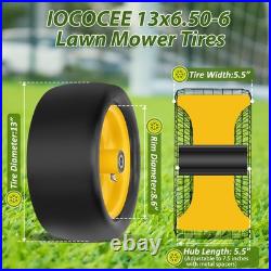 13x6.50-6 Flat Free Lawn Mower Tires 2 Pcs with 3/4 Bearing for Zero Turn