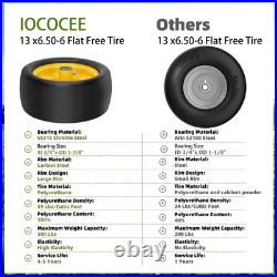 13x6.50-6 Flat Free Lawn Mower Tires 2 Pcs with 3/4 Bearing for Zero Turn