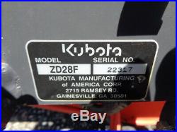 2002 Kubota ZD28 Zero Turn mower, 72 Hydraulic Lift Side Discharge, 1,194 Hours