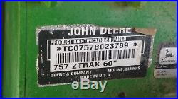 2003 John Deere 757 Z-Trak 60 Commercial Zero Turn Lawn Mower Tractor ZT Hydro