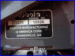 2007 Kubota ZD326 Zero Turn Mower, 60 Hyd Deck, Mulching Kit, 715 hours