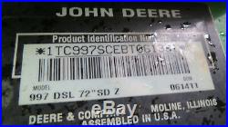 2011 One Owner John Deere 997 Commerial Zero Turn Mower Diesel 72 1171 Hrs 31hp