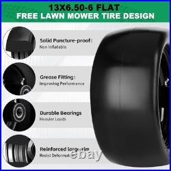 2Pcs 13X6.50-6 Flat Free Lawn Mower Tires and Wheels, 13X6.5-6 Zero Turn Mower F