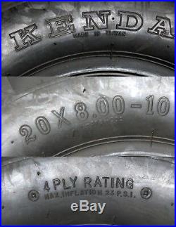2X 20X8.00-10 Kenda Tubeless 4 Ply Directional AG Tread Tire Zero Turn Lawnmower