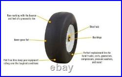 2 New 11x4.00-5 Flat-Free Smooth Tires for Zero Turn Lawn Mower, Hub 3 Bore1/2
