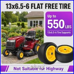 2-Pack 13X6.50-6 Lawn Mower Flat Free Tires and Wheels, 13 Solid Lawn Mower Tir
