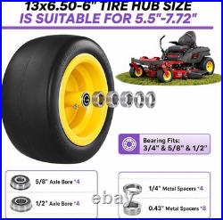 2-Pack 13X6.50-6 Lawn Mower Flat Free Tires and Wheels, 13 Solid Lawn Mower Tir