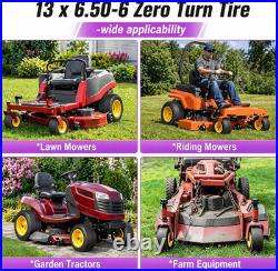 2-Pack 13X6.50-6 Lawn Mower Flat Free Tires and Wheels, 13 Solid Lawn Mower Tir