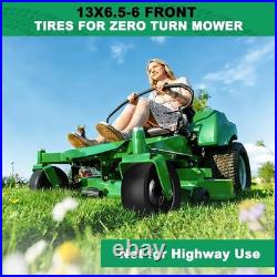 2pcs 13x6.50-6 Flat Free Lawn Mower Tires and Wheels, 13x6.5-6 Zero Turn Mower F