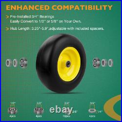 2x 13x5.00-6 Front Flat Free Tire Wheel Set with Bearings For Zero-Turn Lawn Mower