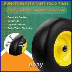 2x 13x5.00-6 Front Flat Free Tire Wheel Set with Bearings For Zero-Turn Lawn Mower