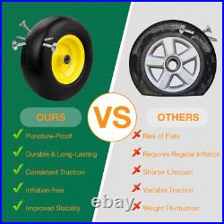 2x 13x5.00-6 Front Flat Free Tire Wheel Set with Bearings For Zero-Turn Lawn Mower