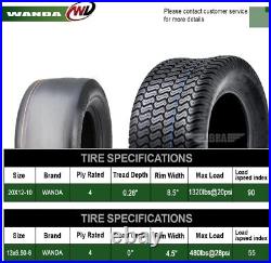 4 WANDA Zero-Turn Lawn Mower Turf Tires 13x6.50-6 & 20x12-10 /4PR -13207/13042