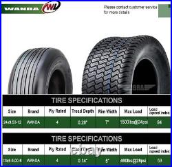 4 WANDA Zero-Turn Lawn Mower Turf Tires 13x6.50-6 & 24x9.50-12 /4PR -13081/13050