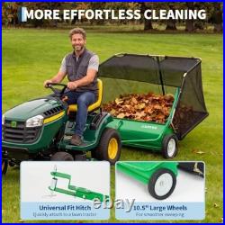 52-Inch Tow Behind Lawn Sweeper with 33.5 Cu Ft Hopper & Adjustable Brush Height