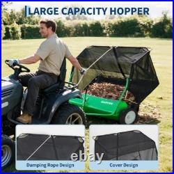 52-Inch Tow Behind Lawn Sweeper with 33.5 Cu Ft Hopper & Adjustable Brush Height