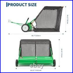 52-Inch Tow Behind Lawn Sweeper with 33.5 Cu Ft Hopper & Adjustable Brush Height
