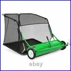 52-Inch Tow Behind Lawn Sweeper with 33.5 Cu Ft Hopper & Adjustable Brush Height