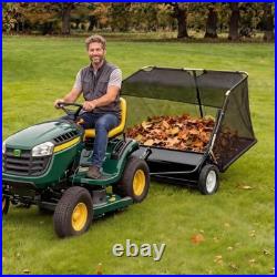 52 Tow Behind Lawn Sweeper 33.55 Cu Ft Hopper Tool-Free Adjustable Brush Height