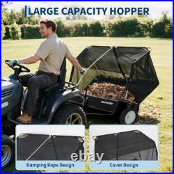 52 Tow Behind Lawn Sweeper 33.55 Cu Ft Hopper Tool-Free Adjustable Brush Height