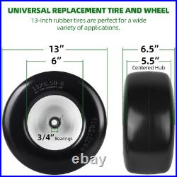 AR-PRO 2-Pack 13x6.50-6 Flat Free Lawn Mower Tires with Rim and Bushings