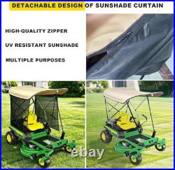 FUYEAR Zero Turn Lawn Mower Canopy with Removable Beige With Curtain