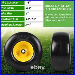 Flat Free Tire & Wheel 13x6.50-6 for Zero Turn Mowers 2 Pack Set