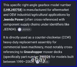 Grasshopper Mower Deck Gearbox Model# LHKJ40758 Zero Turn Grasshopper Mower Deck Gearbox Model# LHKJ40758 Zero Turn