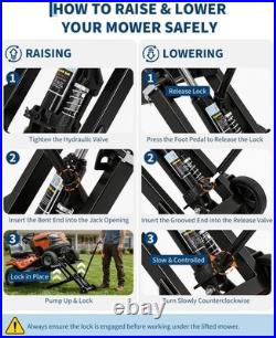 Lawn Mower Lift Jack Hydraulic Lifting Adjustable Zero Turn 500lb with Safety Lock