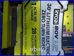 RYOBI 80V 30 Battery Electric Zero Turn Lawn Mower (RYRM8001), Local Pickup