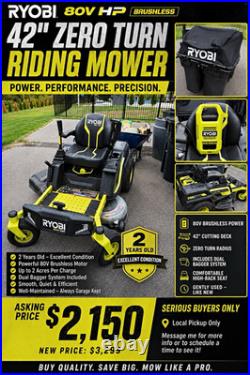 RYOBI 80V Battery HP Brushless 42 in Zero-Turn Riding Mower Z42Li with Bag