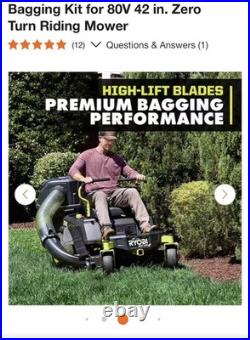RYOBI A60RM01 42in ZTR Bagger Kit for 80V 42in Zero Turn Riding Mower
