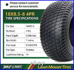 Set 4 Zero-Turn Lawn Mower Turf Tires 11x4-5 Front & 18x8.5-8 Rear /4PR Tubeless
