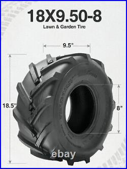 Set Of 2 18x9.50-8 Lawn Mower Tires 4Ply Heavy Duty Super Lug 18x9.50X8 Tubeless