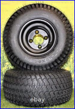 Set of (2)-8 Matte Black Steel Golf Cart Wheels and 18X8.50-8 Turf 4 Ply Tires