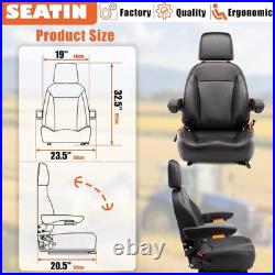 Universal Black Tractor Seat with Belt Armrest for Zero Turn Mower Forklift Dozer
