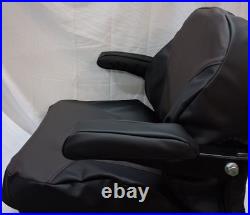 Universal Lawn Mower Seat with Adjustable Armrest in Black and Brown Vinyl. TS101