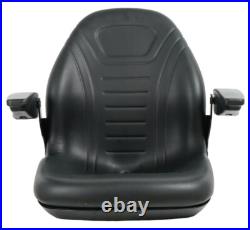 Universal Tractor Seat and Compact High Back Mower Seat with Armrest. Black