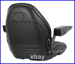 Universal Tractor Seat and Compact High Back Mower Seat with Armrest. Black