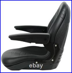 Universal Tractor Seat and Compact High Back Mower Seat with Armrest. Black
