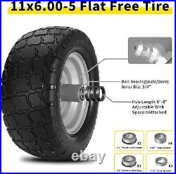 Zero Turn Mower Front Tires 11x6.00-5 Flat Free Tires With 5/8 and 3/4