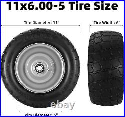 Zero Turn Mower Front Tires 11x6.00-5 Flat Free Tires With 5/8 and 3/4